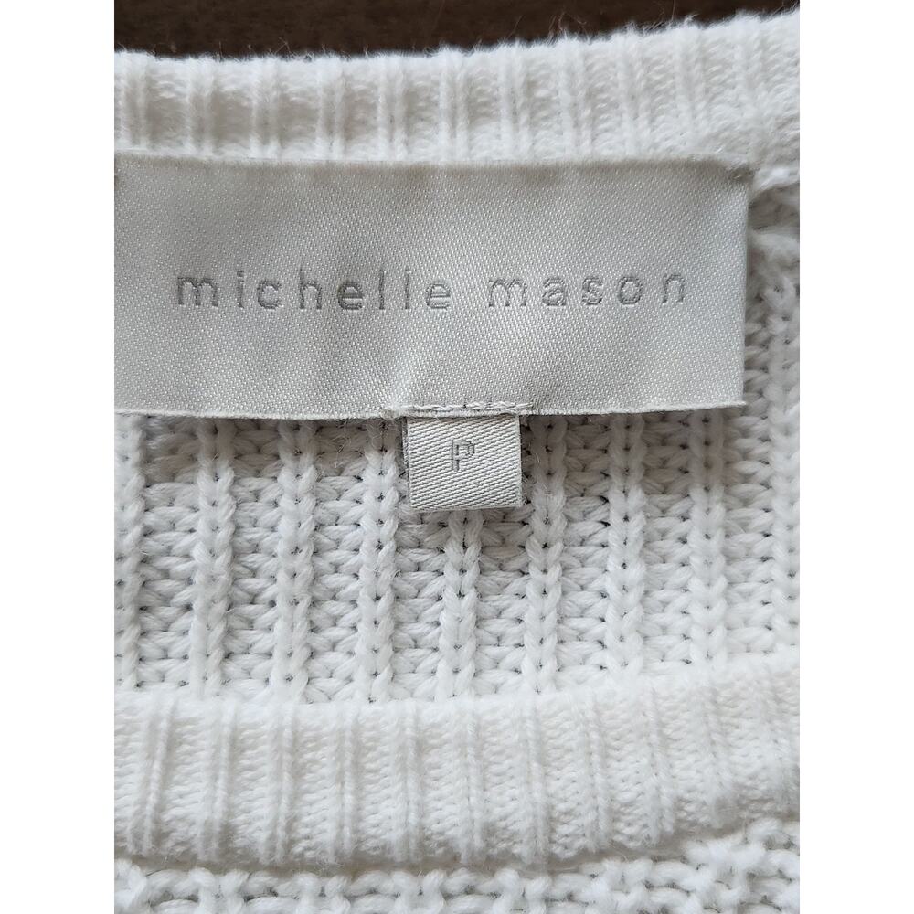 Michelle Mason White Pearl Embellished Long Sleeve Cotton Knit Sweater Size P - Picture 5 of 9